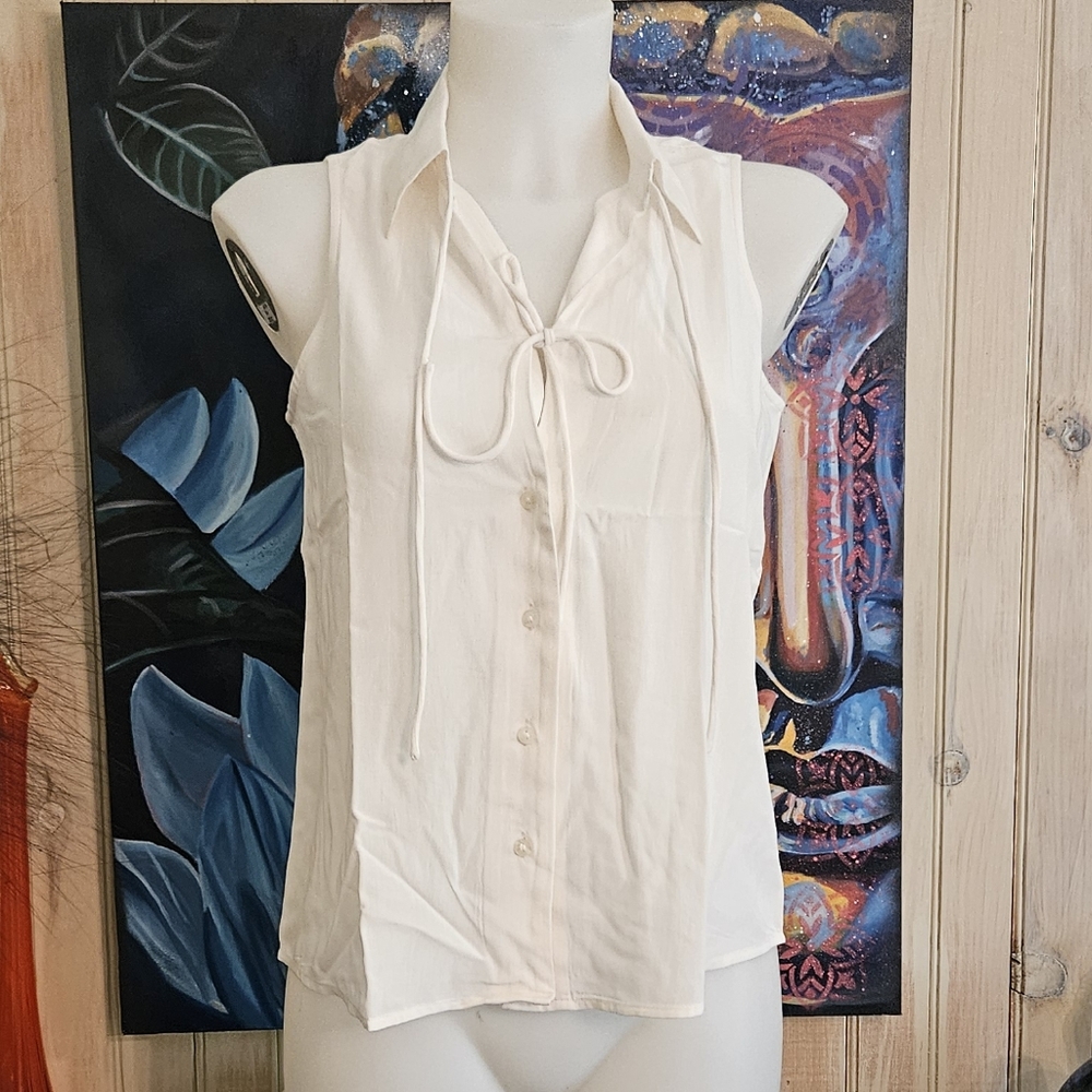 Elegant Cream Sleeveless Blouse